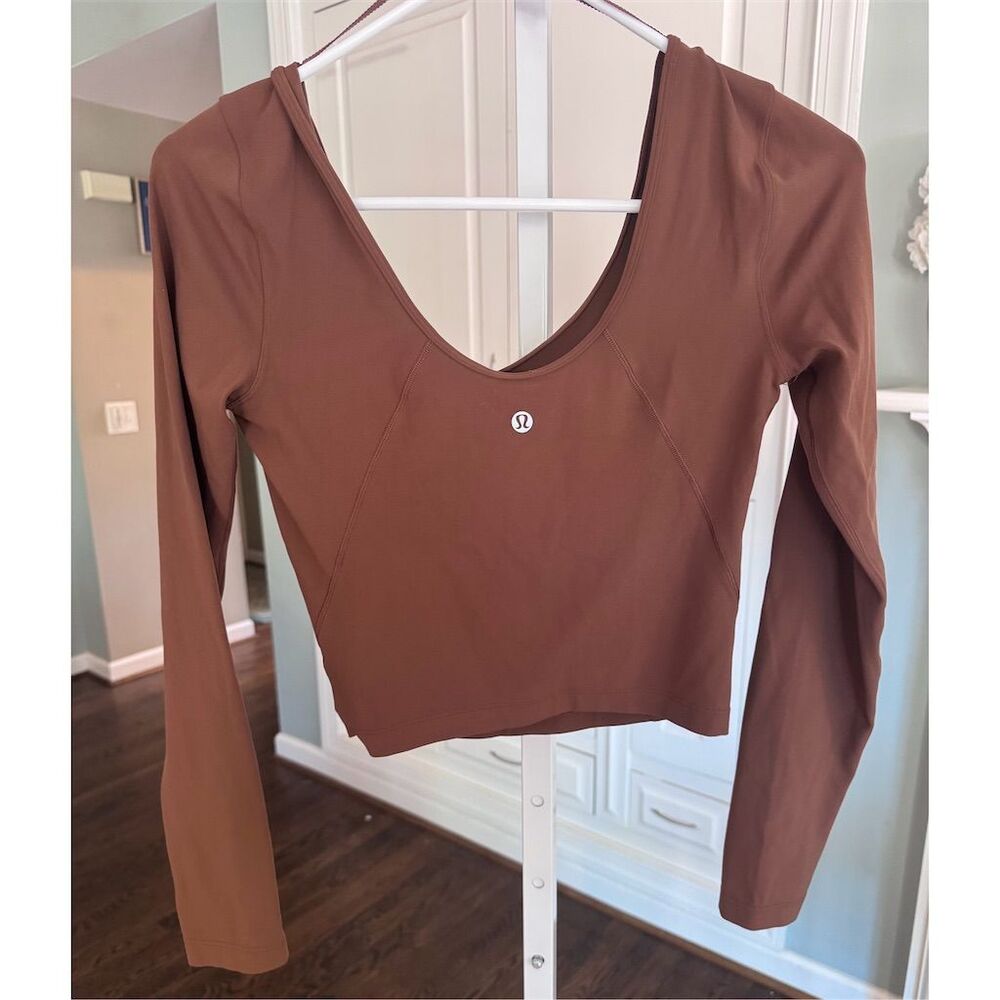Lululemon Women's Brown Long‎ Sleeve Crew Neck Top Size 4 Casual